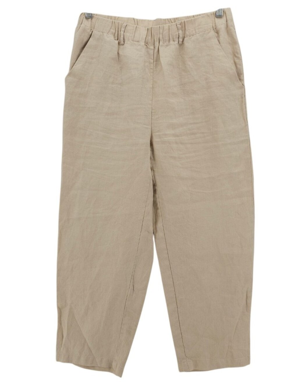 QUINCE 100% European Linen Pants DRIFTWOOD Beige Elastic Waist Size SMALL